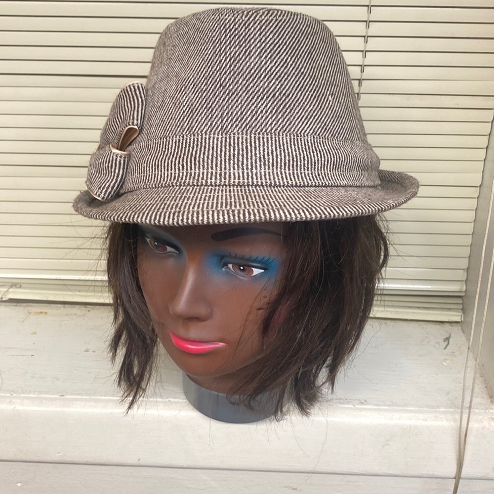 Brown and cream hat